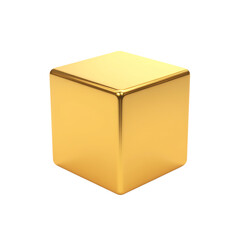 Fototapeta premium Shiny gold cube on a transparent background.
