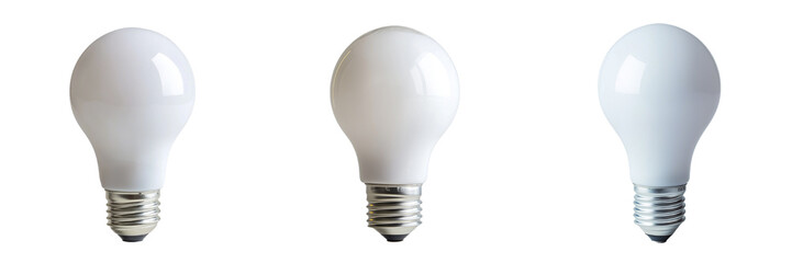 A set of LED light bulb close-up on a white background isolated on a transparent background