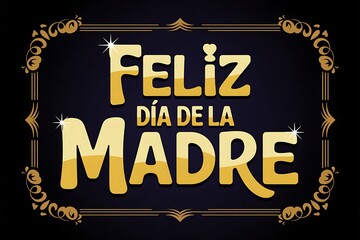 Fototapeta premium Feliz D?a de la Madre celebration vector design with decorative golden elements