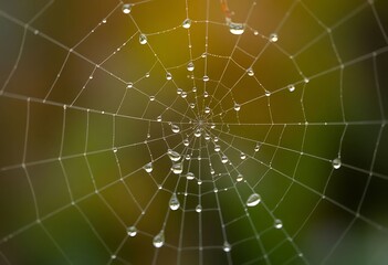 Obraz premium spider web with drops of water on it