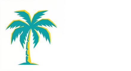 Obraz premium Colorful palm tree with sharp leaves standing against a bright background, symbolizing tropical vibes and relaxation