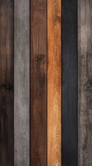 Vertical planks of various wood colors showing a wooden pattern for background or interior design use