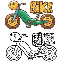 Cartoon tricycle illustration with colorful bike design kid fun toy kid cute ride child