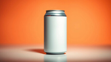 A minimalist white aluminum can on a neutral background, showcasing a clean and modern design.