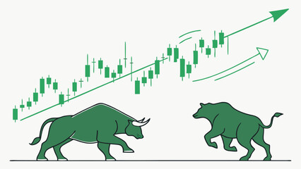 Candlestick Chart Showing Bullish Trends Vector Art for Financial Analysis