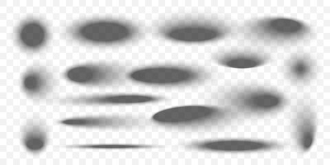 Realistic Shadow Overlays Set, Soft Drop Shadows Collection for Design, Transparent Light Effect Elements. Vector Illustration