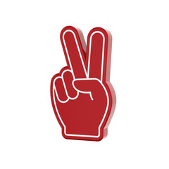 Red hand sign with two fingers up, victory sign 3D Icon 