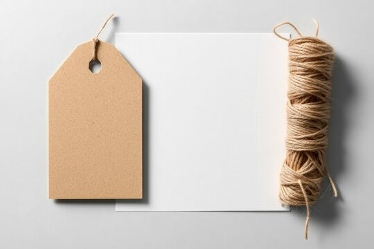 Minimalist arrangement showcasing blank paper, natural twine, an