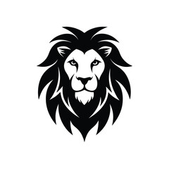 Lion face silhouette logo isolated on white background