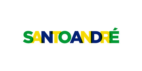 Santo Andre in the Brasil emblem. The design features a geometric style, vector illustration with bold typography in a modern font. The graphic slogan lettering.