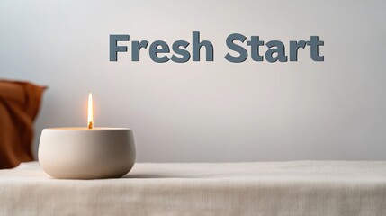 Minimalistic scene featuring candle symbolizing renewal and tran