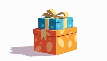 Obraz premium Colorful stacked gift boxes with ribbons, festive celebration