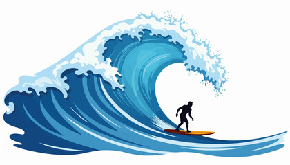 Dynamic surfer riding a powerful ocean wave, thrill of adventure