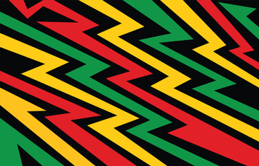 Abstract background with Jamaican color zigzag pattern