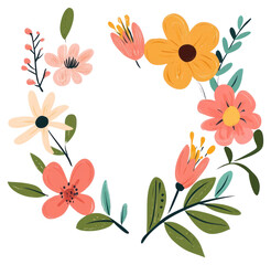 Obraz premium PNG Colorful flowers art design illustration.