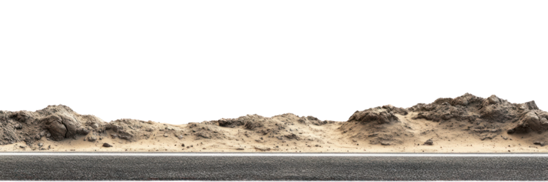 PNG Real asphalt road isolated ground desert.