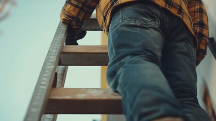 Fototapeta premium Person Climbing a Ladder