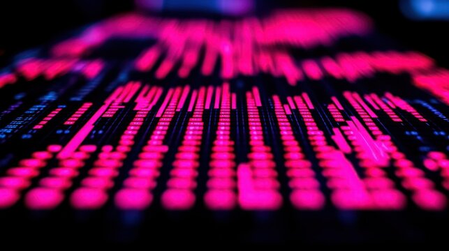 Abstract audio visualization, vibrant neon colors, digital audio workstation