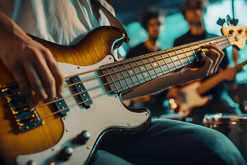 electric bass guitar: groovy rhythm in funk band