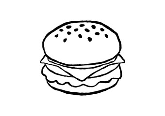 burger logo - hand-drawn fast food doodle style