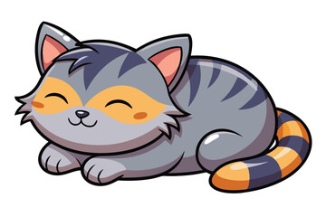 Obraz premium Cat cartoon sleeping isolated illustration on white background.