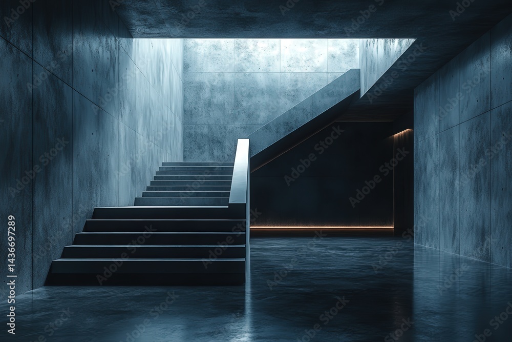 Poster modern interior design featuring minimalist architecture and natural light in a spacious room