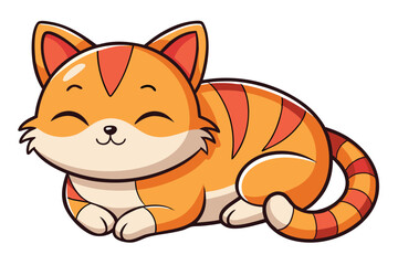Cat cartoon sleeping isolated illustration on white background.