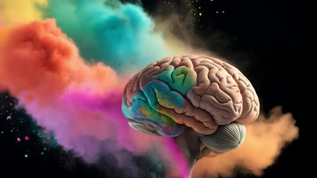 Colorful Brainpower Exploding with Creative Energy and Ideas