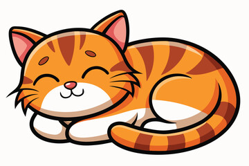Cat cartoon sleeping isolated illustration on white background.