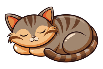 Cat cartoon sleeping isolated illustration on white background.