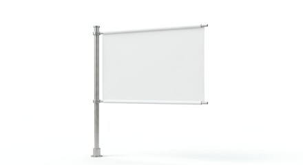 Obraz premium Blank White Banner Display on Metal Stand Advertisement Mockup