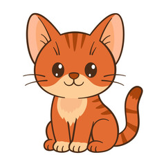 Red cat sits. Cute ginger tabby kitten. Flat style Chibi cat clean, simple design. Perfect for children’s content, greeting cards, stickers, tshirts, mug and posters Vector illustration 