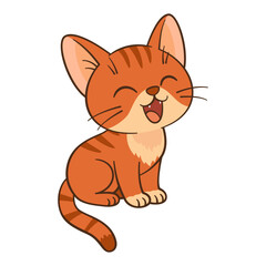 Cute orange tabby kitten sits and meows. Flat style Chibi Cat, clean, simple, adorable feline graphic. Perfect for children’s content, greeting cards, stickers, or tshirts, mugs, and posters.