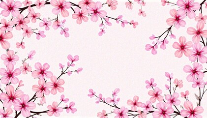 Naklejka premium Intricate repeating sakura pattern, light pink hues on white , motif, fabric, petals