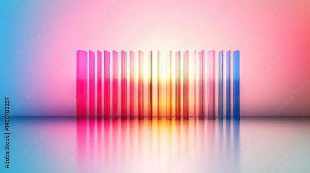 Aufkleber abstract colorful glass prisms reflecting in a smooth surface gradient background