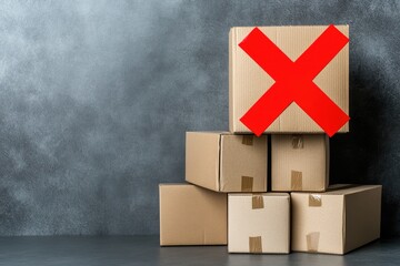 Rejected packages stacked on a table