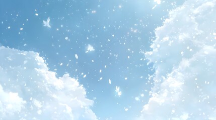 Serene and Clear Sky with Floating Clouds and Dreamy Atmosphere