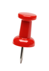  Shiny red pushpin with sharp point isolated on transparent background