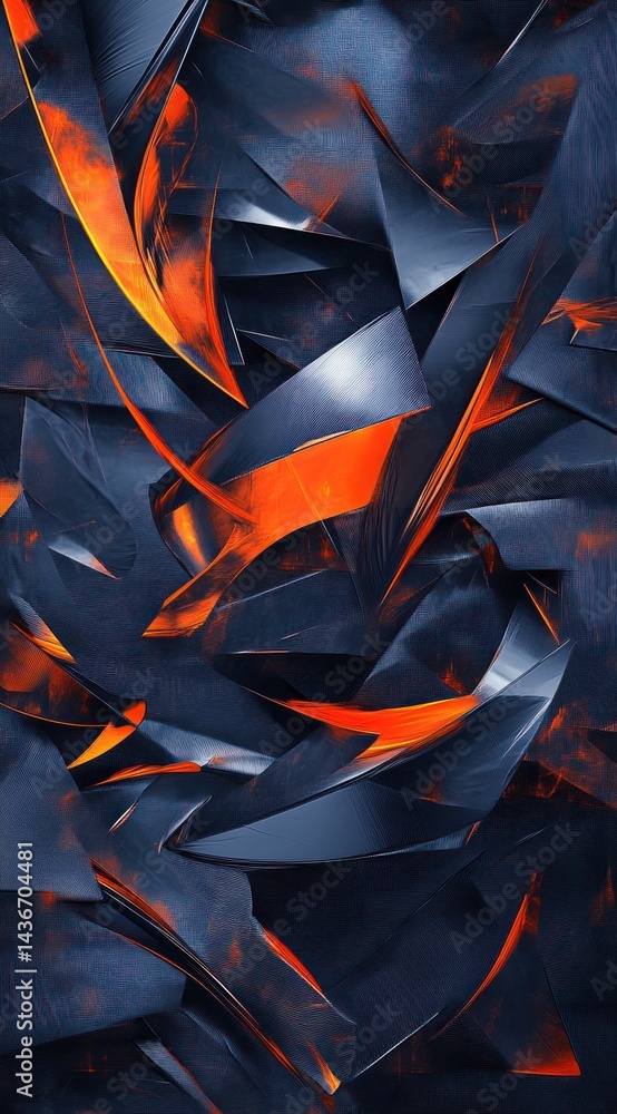 Poster abstract metallic art with flame texture in a dark background for websites, or app design