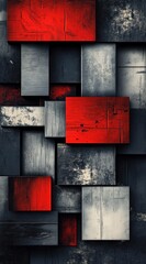 Red and grey textured blocks abstract background