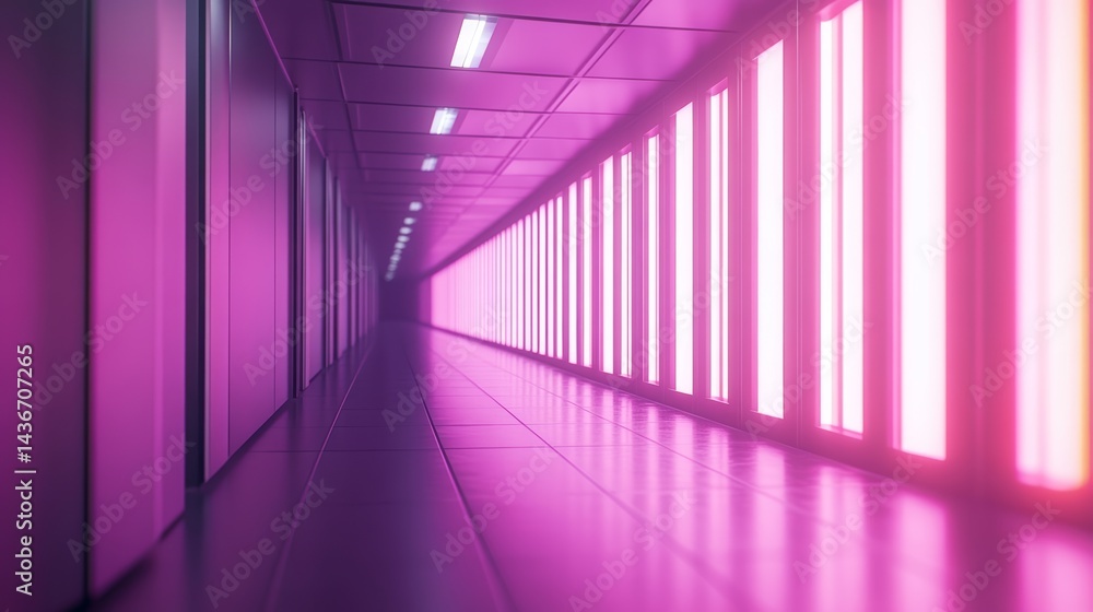 Aufkleber a data center with server racks and blurred lights is vividly depicted in an illustration that repre