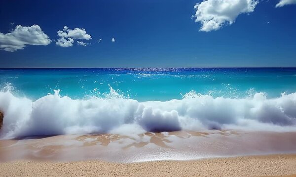 Wave crashing on sandy beach