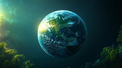 The earth from space at night is captured in an image, which also displays a view of the earth from space at night, named Dismal Infinity, an illustration