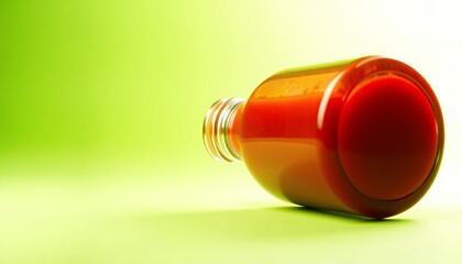 Bottle of Orange Juice Isolated on Green Screen Background for Ads Promotion with Clean Blank Backdrop in Studio Clear Object Realistic Style