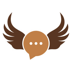 Wing Chat Logo Template Design Vector.