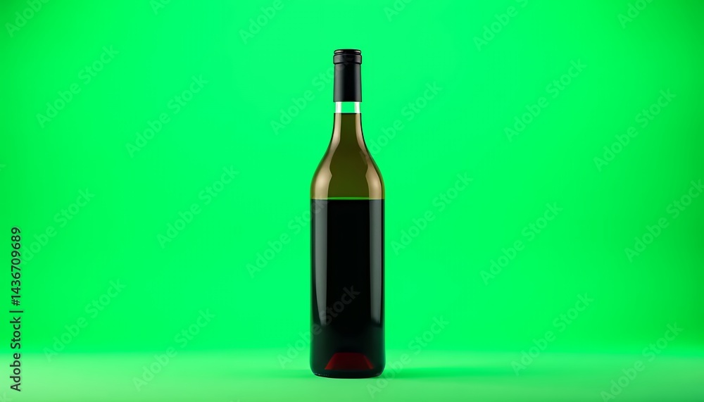 Poster realistic red wine bottle isolated on green screen background for ads and promotional use clean obje