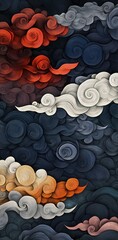 Abstract colorful stylized cloud formation, ideal for wallpaper, background, or artistic design