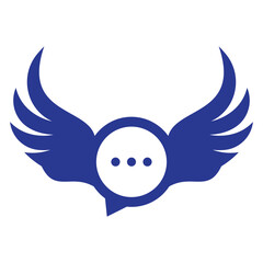 Wing Chat Logo Template Design Vector.