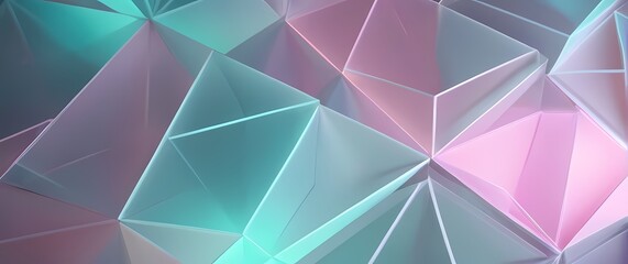 Obraz premium Digital geometric background with shifting semi transparent polygons in frosted pastel color palette