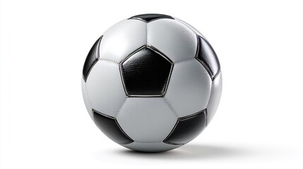 Fototapeta premium High-Contrast Soccer Ball on a White Background, Ideal for Sport Themed Designs